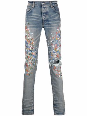 AMIRI paint-splattered skinny jeans - Blue