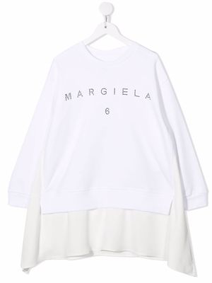 MM6 Maison Margiela Kids studded-logo sweatshirt dress - White