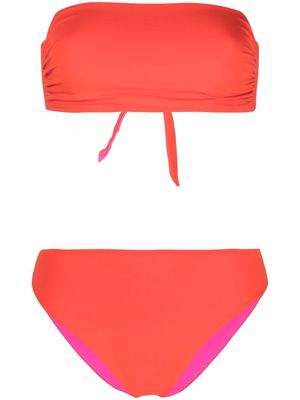 Fisico logo-print bandeau bikini - Red