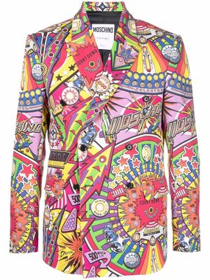Moschino graphic-print double-breasted blazer - Red