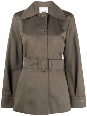 Patou spread-collar belted jacket - Green