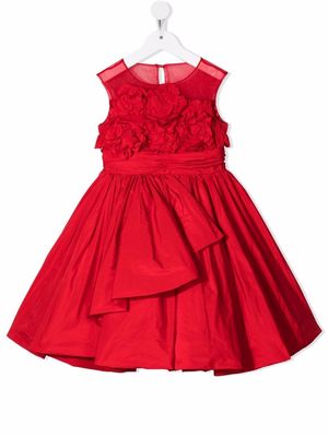 MARCHESA KIDS COUTURE floral-appliqué midi dress - Red