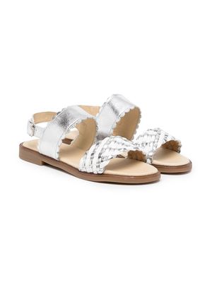 ANDANINES braided strap slingback sandals - Silver