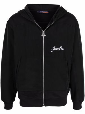 Just Don embroidered-logo zip-up hoodie - Black