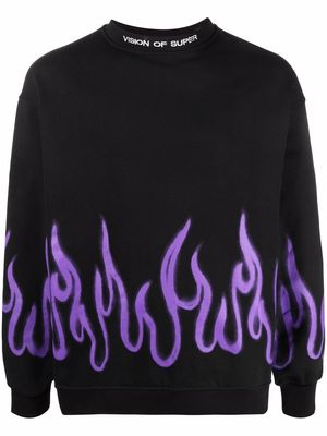 Vision Of Super flame-print cotton jumper - Black