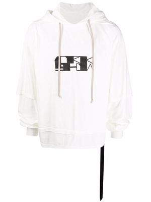 Rick Owens DRKSHDW logo-print cotton hoodie - White