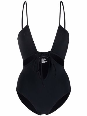 Christopher Esber plunge-neck swimsuit - Black