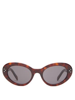Celine Eyewear - Oval Cat-eye Tortoiseshell-acetate Sunglasses - Womens - Tortoiseshell