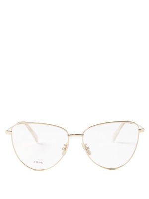 Celine Eyewear - Cat-eye Metal Glasses - Womens - Gold