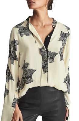 Reiss Harris Abstract Floral Print Blouse in Ivory
