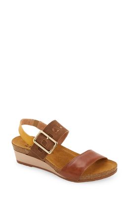 Naot Dynasty Wedge Sandal in Maple Brown/brown/marigold