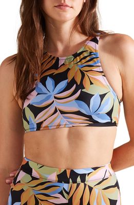 Billabong High Neck Floral Print Bikini Top in Multi