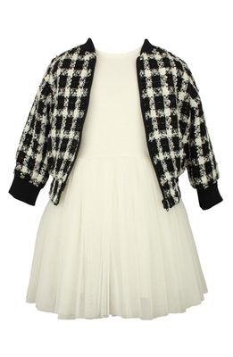 Popatu Tulle Dress with Check Jacket in Black/White