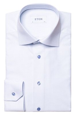 Eton Men's Slim Fit Check Dress Shirt in Light/Pastel Blue