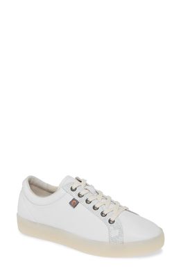 Softinos by Fly London Suri Low Top Sneaker in White/Grey Smooth Leather