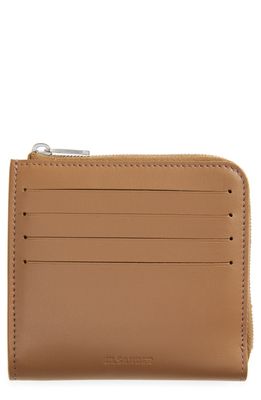 Jil Sander Zip Around Leather Wallet in 210 - Honey Brown