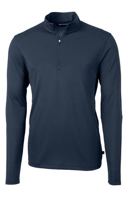 Cutter & Buck Virtue Half Zip Stretch Recycled Polyester Sweatshirt in Navy Blue