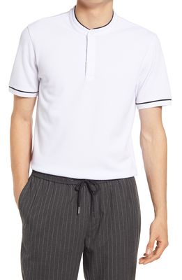 Open Edit Band Collar Polo in White