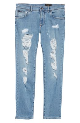 Dolce & Gabbana Men's Distressed Jeans in Variante Abbinata
