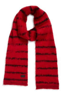 Saint Laurent Interrupted Stripe Wool & Mohair Blend Scarf in Red/Black
