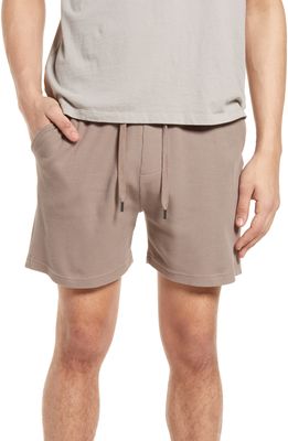 Native Youth Drawstring Stretch Cotton Waffle Shorts in Taupe
