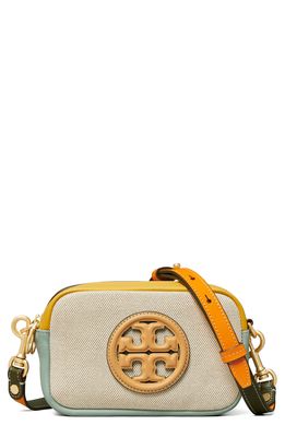 Tory Burch Perry Bombe Canvas Mini Crossbody Bag in Natural