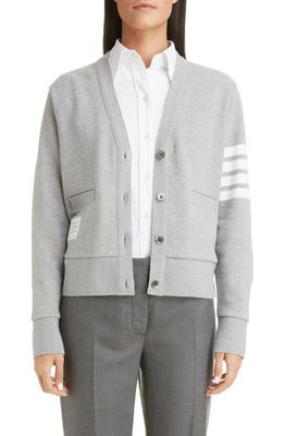 Thom Browne 4-Bar Cotton Cardigan in Light Grey
