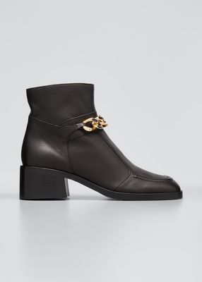 Mahe Chain Leather Loafer Booties