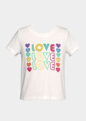 Girl's Love Typographic Rhinestone T-Shirt, Size 4-6X