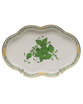Chinese Bouquet Green Small Scalloped Tray
