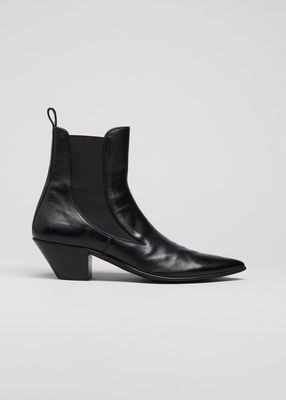 Men's Pointed Leather Ankle Boots