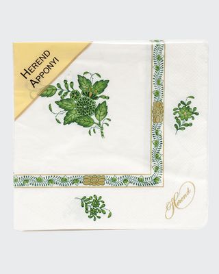 Chinese Bouquet Green Paper Napkins, Set of 20