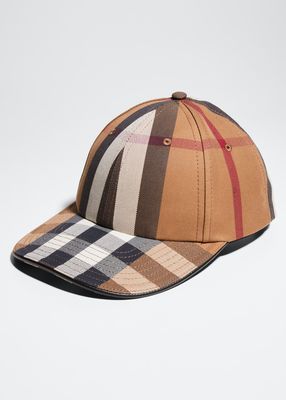 Men's Giant Check Canvas Baseball Cap