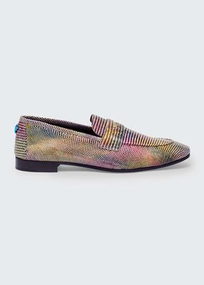 Multicolor Exotic Penny Loafers