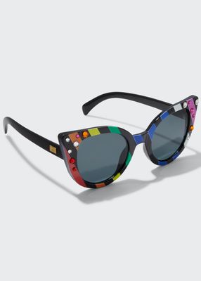 Kid's Rainbow Crystal Embellished Sunglasses