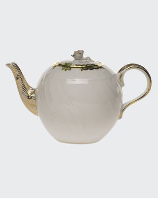 Princess Victoria Green Teapot with Rose