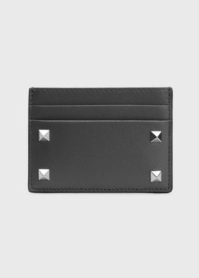 Men's Rockstud Leather Cardholder