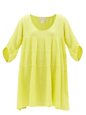 Anaak - Nina Scoop-neck Gauze Mini Dress - Womens - Yellow