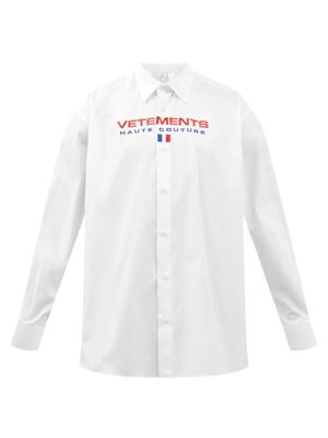 Vetements - Haute Couture-embroidered Cotton-poplin Shirt - Mens - White