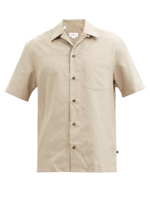 Brioni - Cuban-collar Silk-canvas Shirt - Mens - Beige