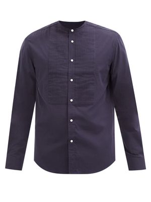 Ralph Lauren Purple Label - Dane Pintucked Cotton-poplin Shirt - Mens - Navy
