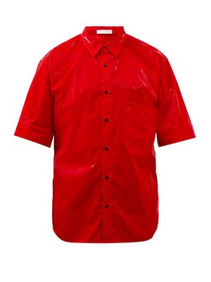 Maximilian - Glossy Nylon Short-sleeved Shirt - Mens - Red Multi