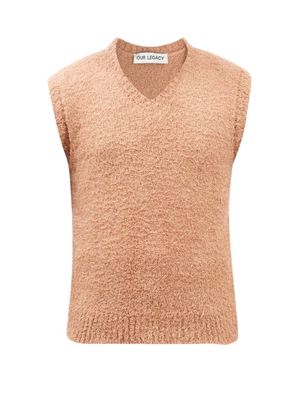 Our Legacy - V-neck Brushed-cotton Sweater Vest - Mens - Beige