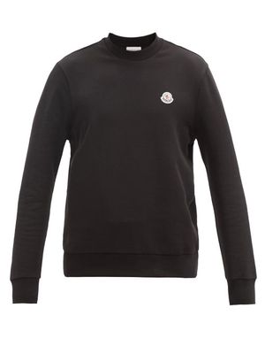 Moncler - Logo-patch Cotton-jersey Sweatshirt - Mens - Black