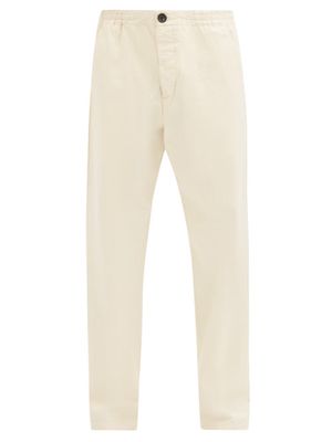 Oliver Spencer - Drawstring Cotton-canvas Straight-leg Trousers - Mens - Beige