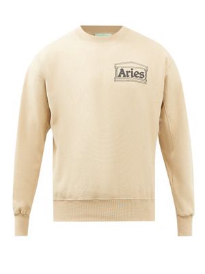 Aries - Temple-print Cotton-jersey Sweatshirt - Mens - Beige