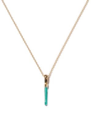 Azlee - Petit Emerald & 18kt Gold Necklace - Womens - Green Gold