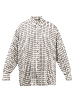 Our Legacy - Borrowed Bd Checked Cotton-blend Shirt - Mens - Dark Grey