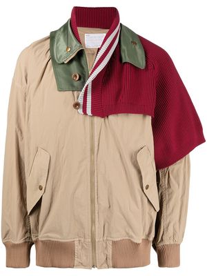 Kolor patchwork design bomber jacket - Brown