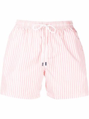 Fedeli stripe-print drawstring-waist swim shorts - White